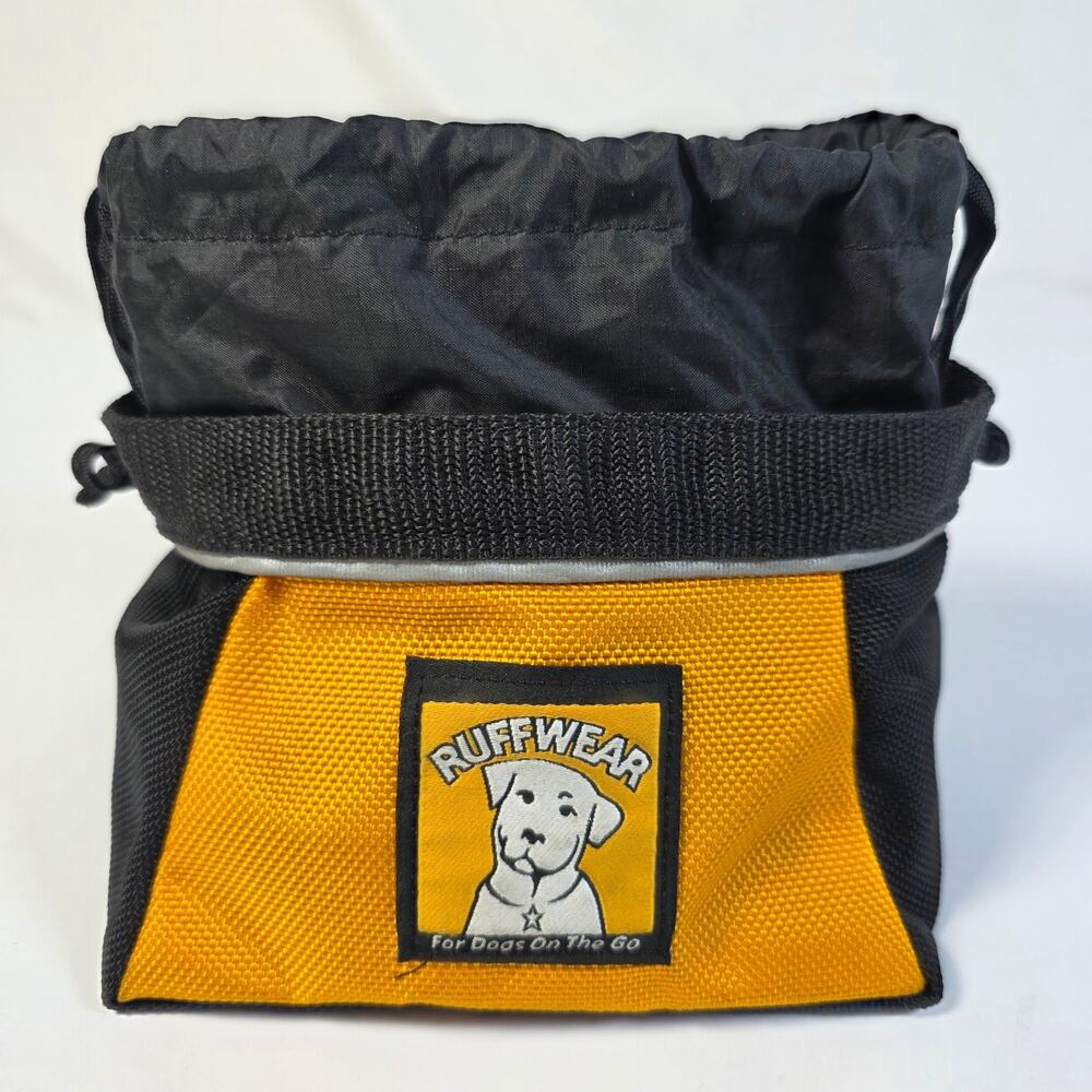 Ruffwear Quencher Cinch Top Dog Travel Food Water Bowl Yellow Black Collapsible